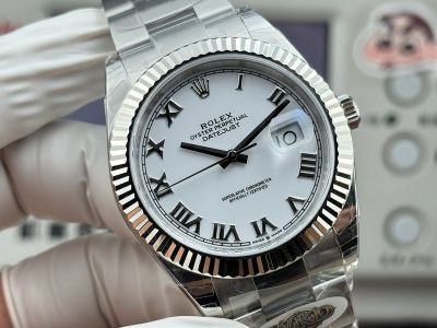 WKD Factory Rolex Datejust 3235 Movement 41mm 126331 Roman Numerals Markers White Face Oyster Band Watch